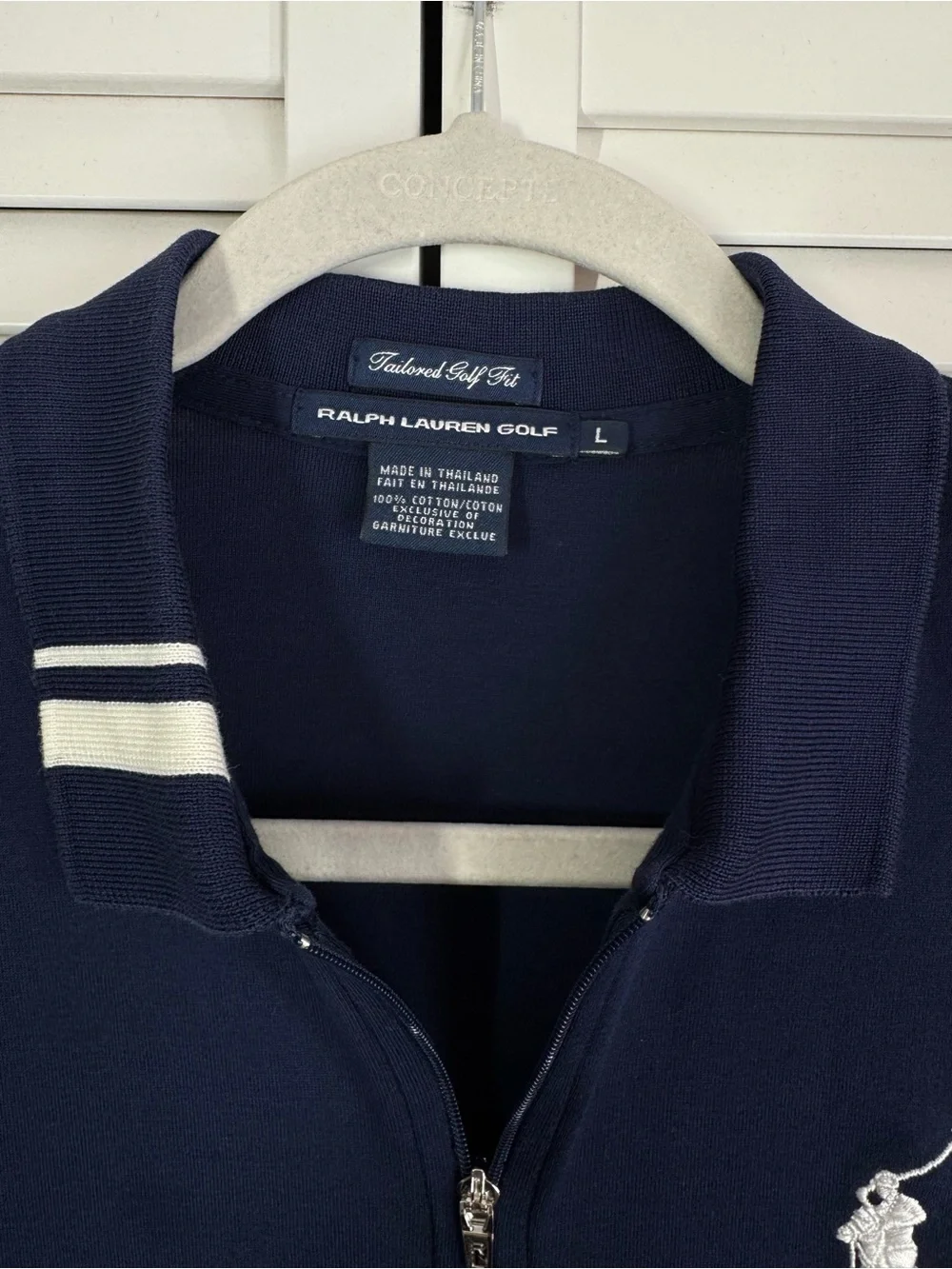 Ralph Lauren Golf Tailored Zipper Polo Shirt Tee Fit Big Pony Logo Navy Large - Picture 3 of 7